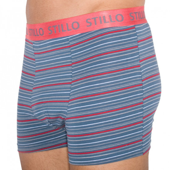 Herren klassische Boxershorts Stillo grau mit roten Streifen (STP-010)