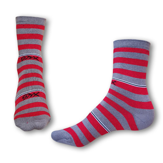Socken Styx verrückte rote und graue Streifen (H324)