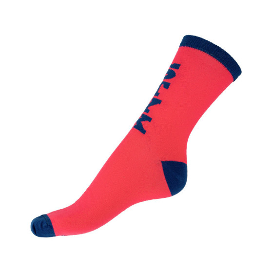 Socken Styx crazy pink mit blauer Aufschrift (H300)