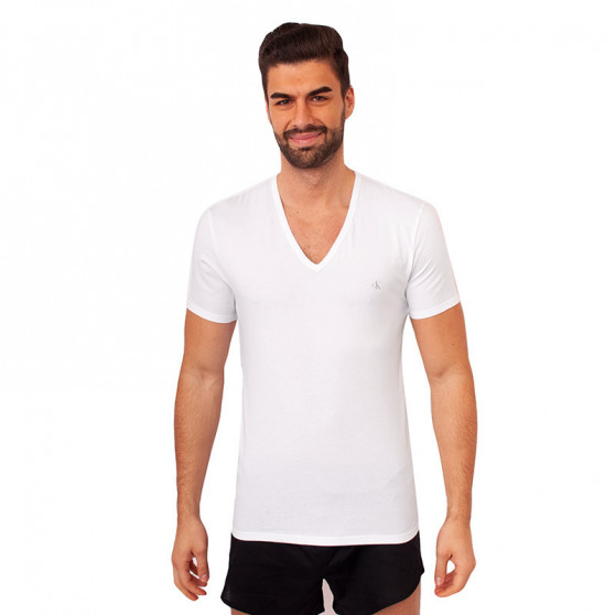 2PACK Herren T-Shirt CK ONE V neck weiß (NB2408A-100)