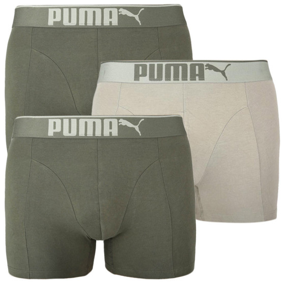 3PACK Herren Klassische Boxershorts Puma khaki (100000896 006)