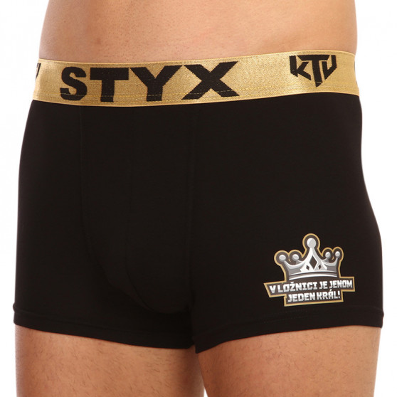 Herren klassische Boxershorts Styx / KTV sportlicher Gummizug schwarz – goldener Gummibund (GTZK960)
