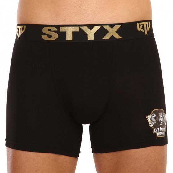 Herren Klassische Boxershorts Styx / KTV long sportlicher Gummizug schwarz – schwarzer Gummibund (UTCL960)