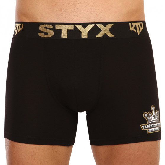 Herren Klassische Boxershorts Styx / KTV long sportlicher Gummizug schwarz – schwarzer Gummibund (UTCK960)