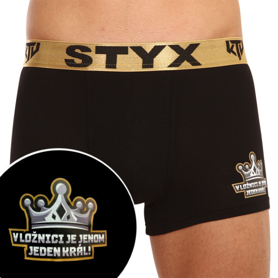 Herren klassische Boxershorts Styx / KTV sportlicher Gummizug schwarz – goldener Gummibund (GTZK960)