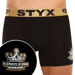 Herren klassische Boxershorts Styx / KTV long sportlicher Gummizug schwarz – goldener Gummibund (UTZK960)