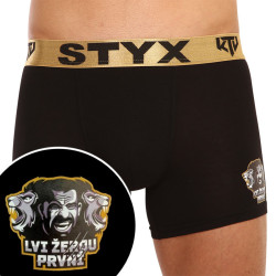 Herren klassische Boxershorts Styx / KTV long sportlicher Gummizug schwarz – goldener Gummibund (UTZL960)