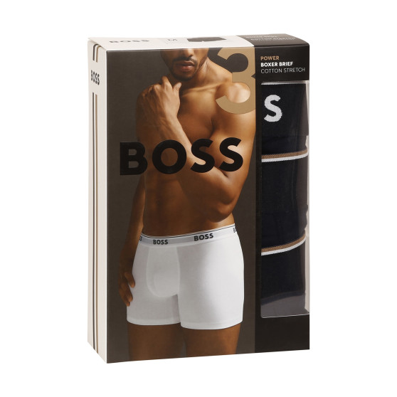3PACK Herren Klassische Boxershorts Hugo Boss dunkelblau (50475282 480)