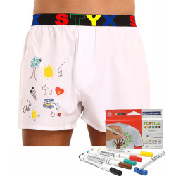 Herren Boxershorts Styx Sport Gummizug weiß + textil markierungen (BF1061)