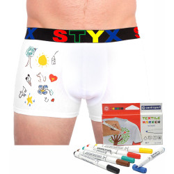 Herren Klassische Boxershorts Styx Sport Gummizug weiß + textil markierungen (GF1061)
