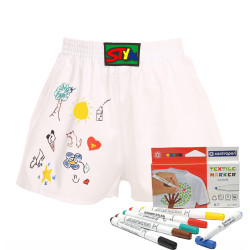 Boxershorts für Kinder Styx klassischer Gummizug weiß + Textilmarker (JF1061)