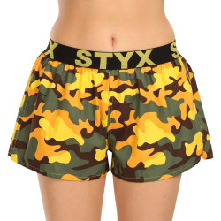 Damen Shorts Styx Kunst Sport Gummi Camouflage gelb (T1559)