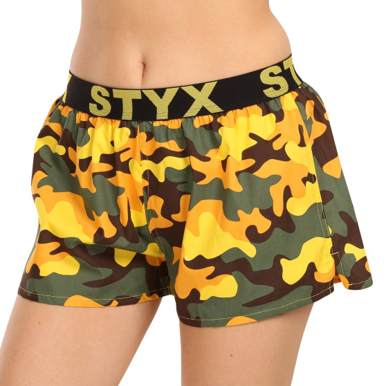 Damen Shorts Styx Kunst Sport Gummizug Camouflage gelb (T1559)