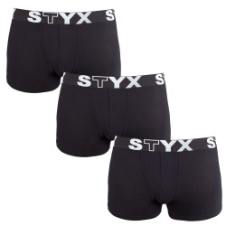 3PACK Kinder Klassische Boxershorts Styx Sport elastisch schwarz (3GJ960)