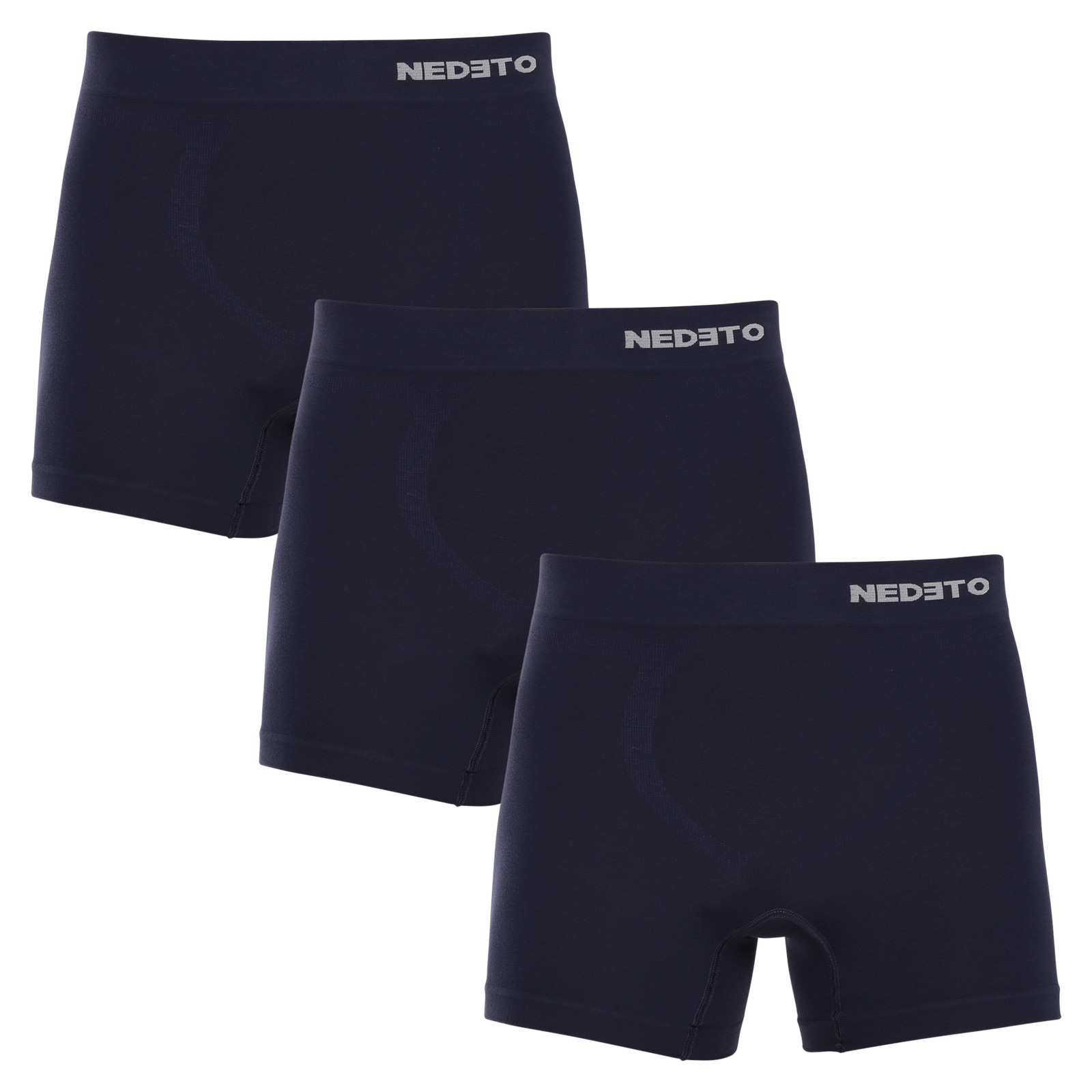 3PACK Herren Boxershorts Nedeto nahtlos Bambus blau (3NDTB002S) 3XL