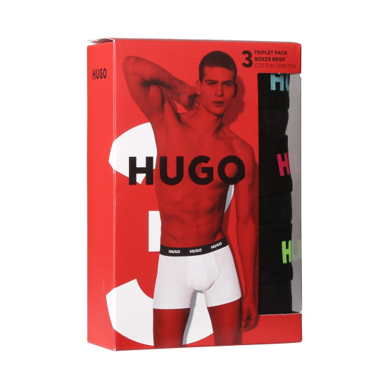 3PACK Herren Klassische Boxershorts HUGO schwarz (50503079 971)