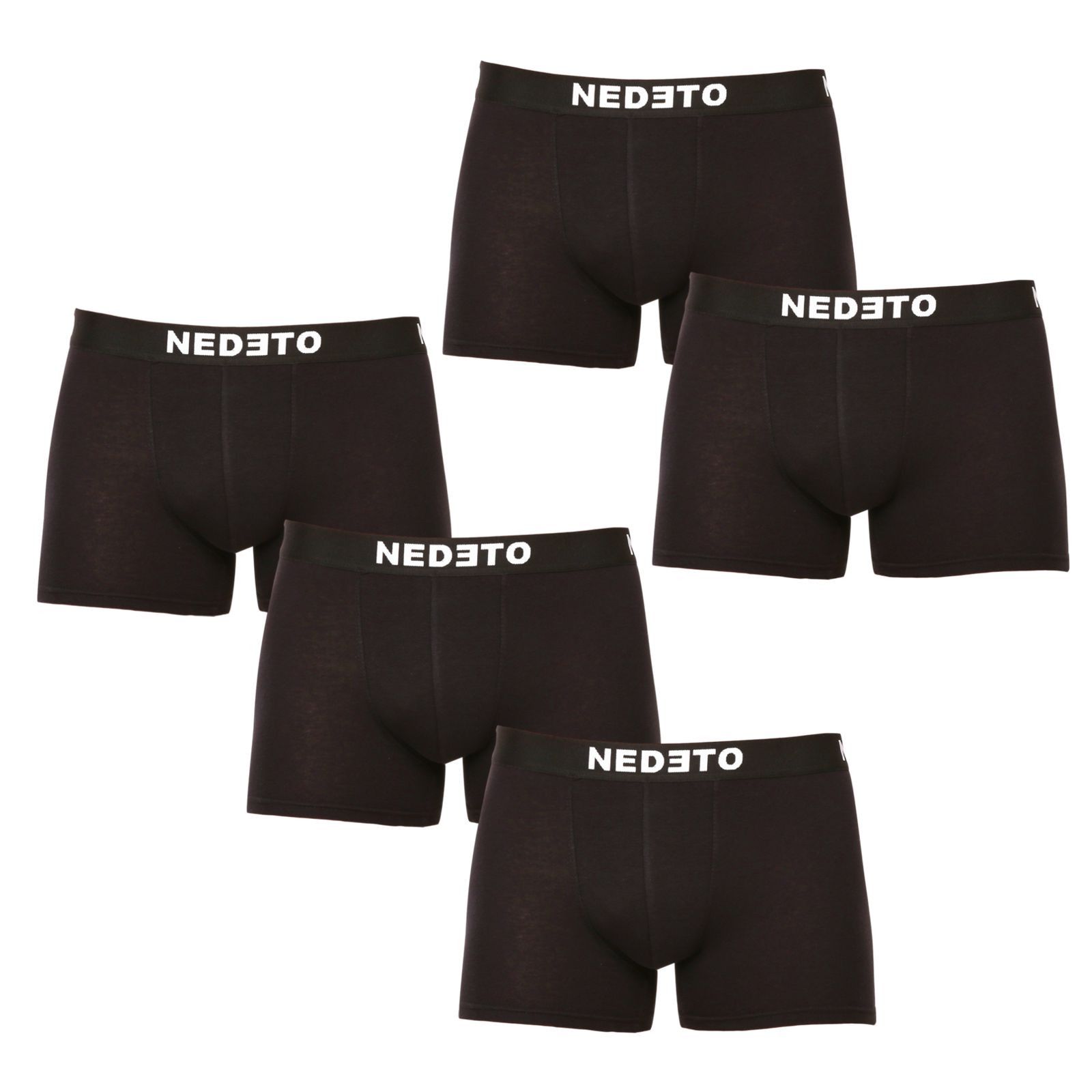 5PACK Herren Klassische Boxershorts Nedeto schwarz (5NDTB001-brand) S.
Klassische schwarze Boxershorts für jeden Kleiderschrank

Die Nedeto Herren-Boxershorts mit längerem Bein sorgen für perfekten Tragekomfort im Alltag, egal ob Sie ein wichtiges Arbeitstreffen haben oder zum Klettern müssen.
Tschechische Marke Nedeto setzt auf Qualität

Wir tragen alle Nedeto-Boxershorts, weil wir sie selbst hergestellt haben.