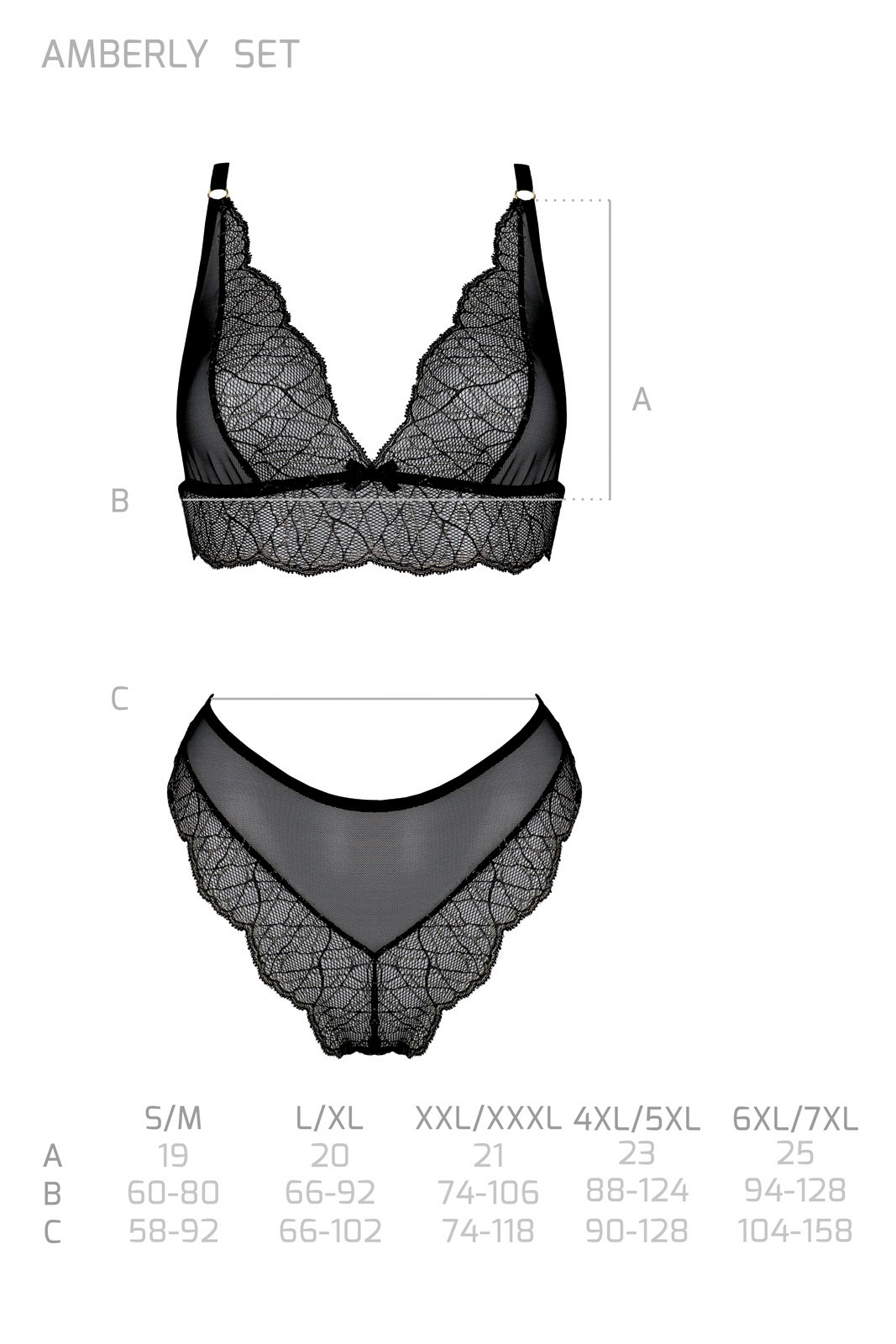 Frauenset Passion schwarz (Amberly set) L/XL.
Luxuriöse sexy Dessous geben Ihnen Selbstvertrauen
Dieses verführerische Dessous-Set von Passion besticht durch eine Kombination aus luxuriöser Spitze und Mesh, die gerade genug preisgibt, um die Aufmerksamkeit auf sich zu ziehen.
Verführerische Dessous Passion
Passion Dessous bringen Verführungskraft und Sinnlichkeit in Ihre Garderobe.