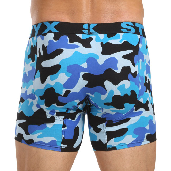 Styx Herren Boxershorts lang Kunst Sport Gummi Camouflage blau (UN1850)