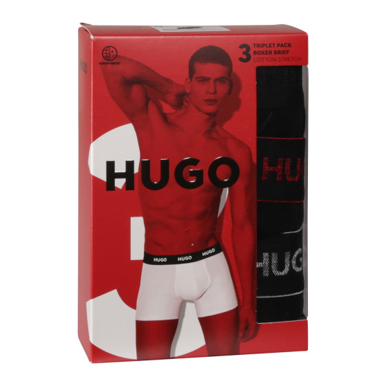 3PACK Herren Klassische Boxershorts HUGO schwarz (50517886 991)